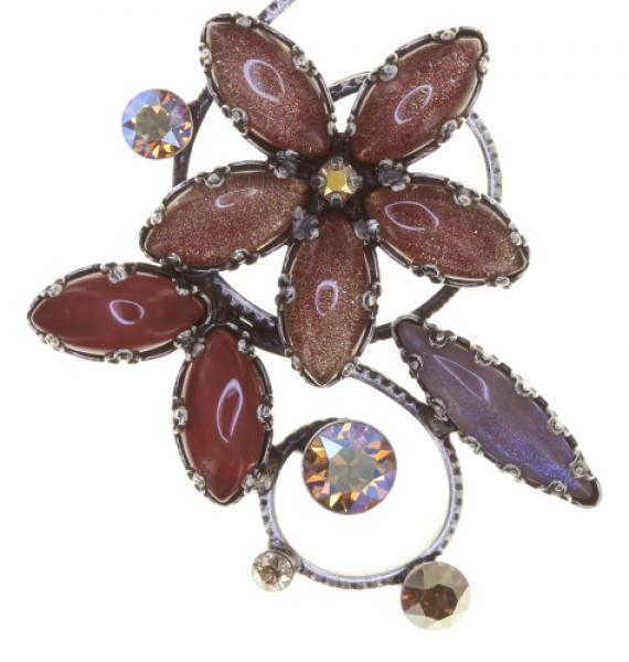 Twisted Flowers earrings in brown-mulit/antique silver - Konplott